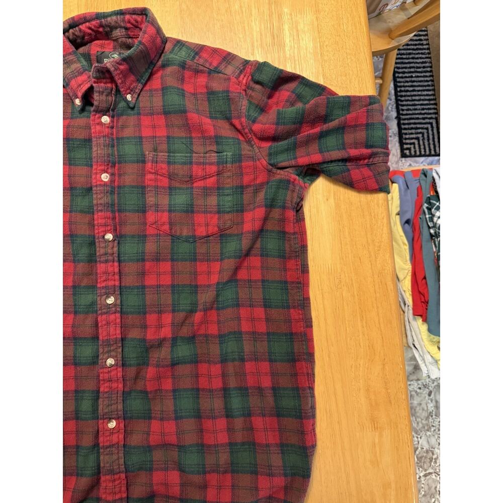RedHead Mens LT Large Tall Plaid Flannel Shirt Red Green Long Sleeve Cotton - Picture 5 of 7